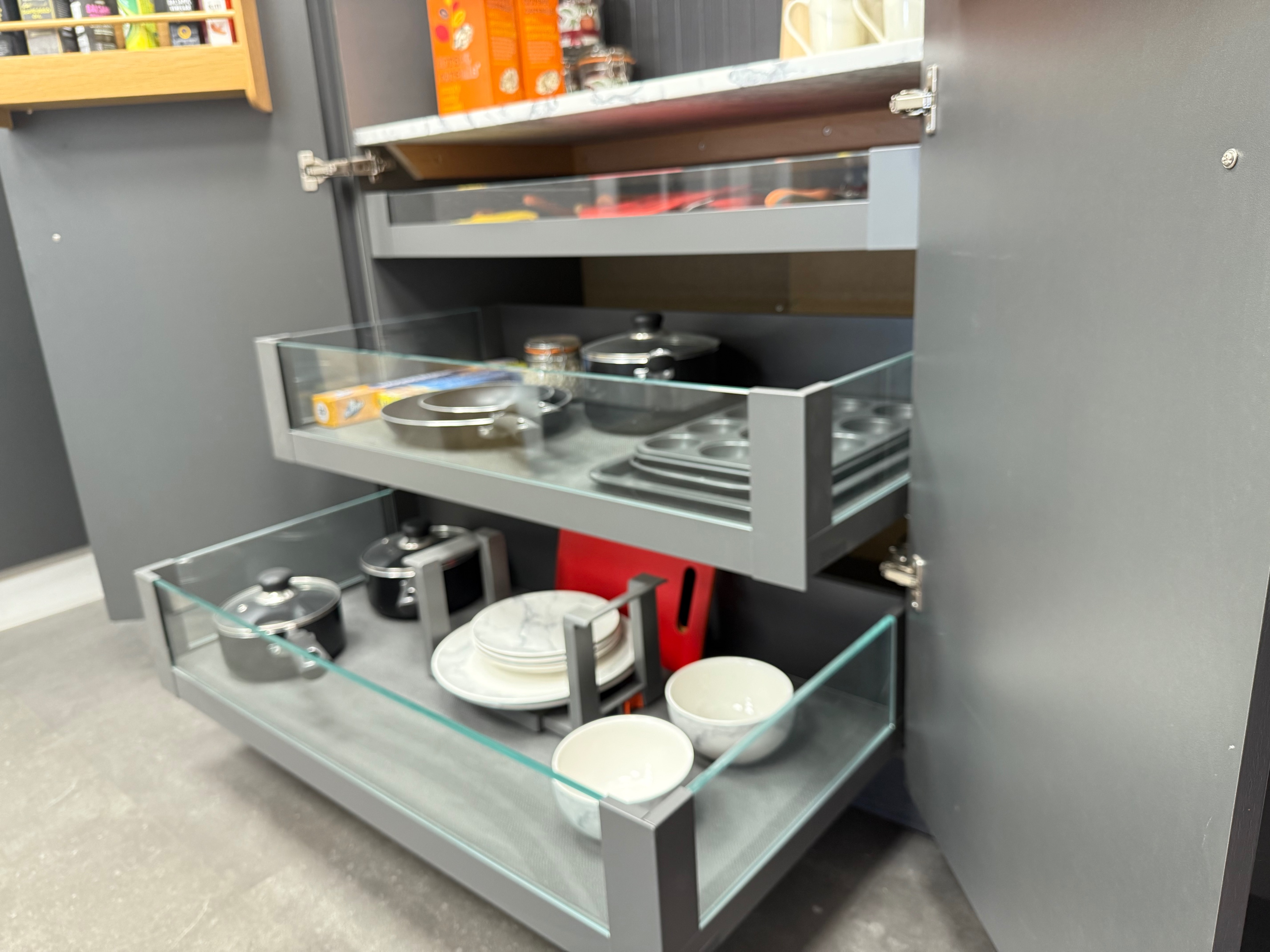 INTERNAL BLUM LEGRABOX FREE Soft Close 3 Kitchen Drawer Pack (1 x shallow 2 x deep)